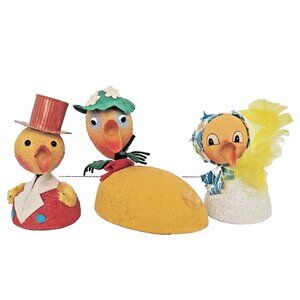 Whimsical Vintage Easter Nodder Candy Container Lids